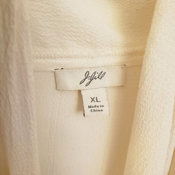 J. Jill Cream Longline Rayon Crepe Relaxed Fit Cardigan Waterfall Front XL EUC - Picture 6 of 7
